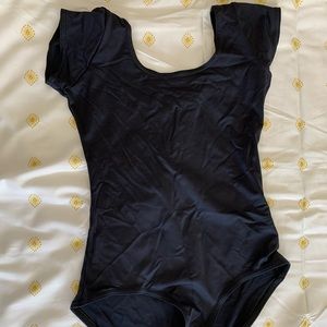 Black milk cap sleeve bodysuit